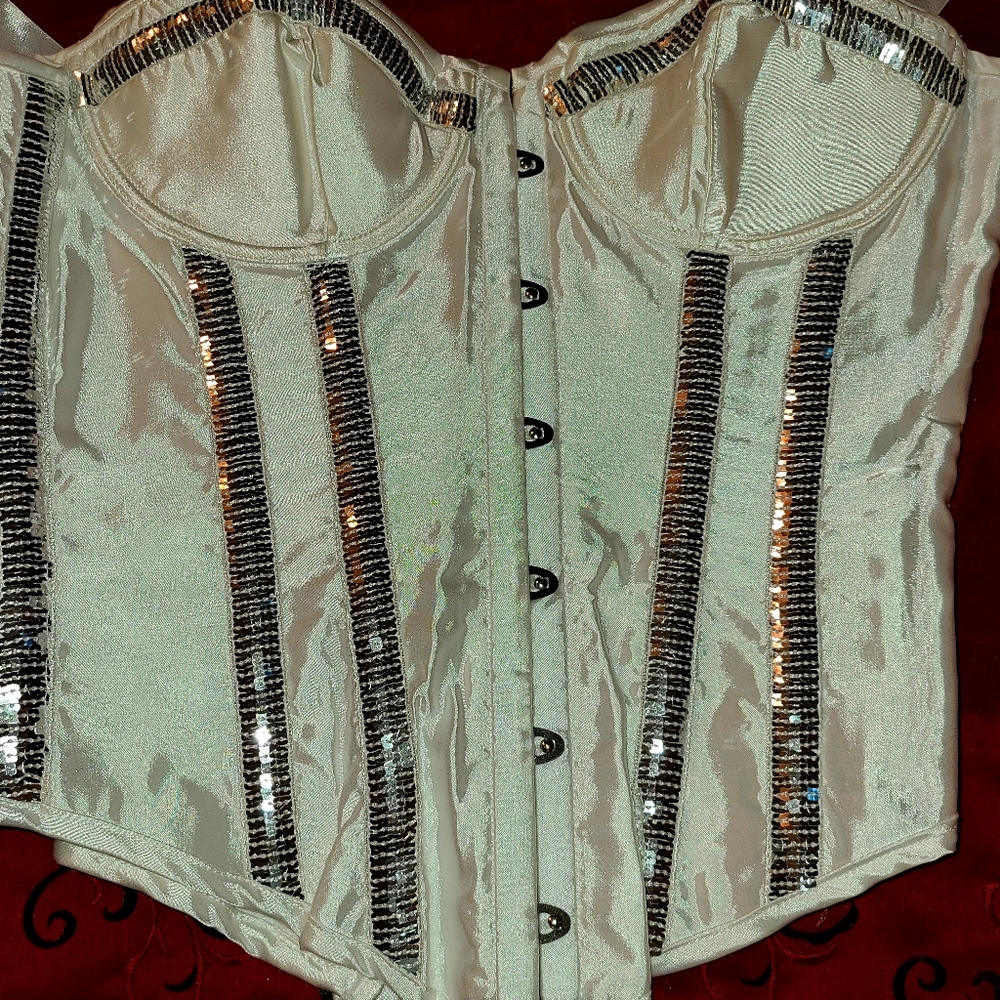 XL Sequin embellished Lace Up Corset